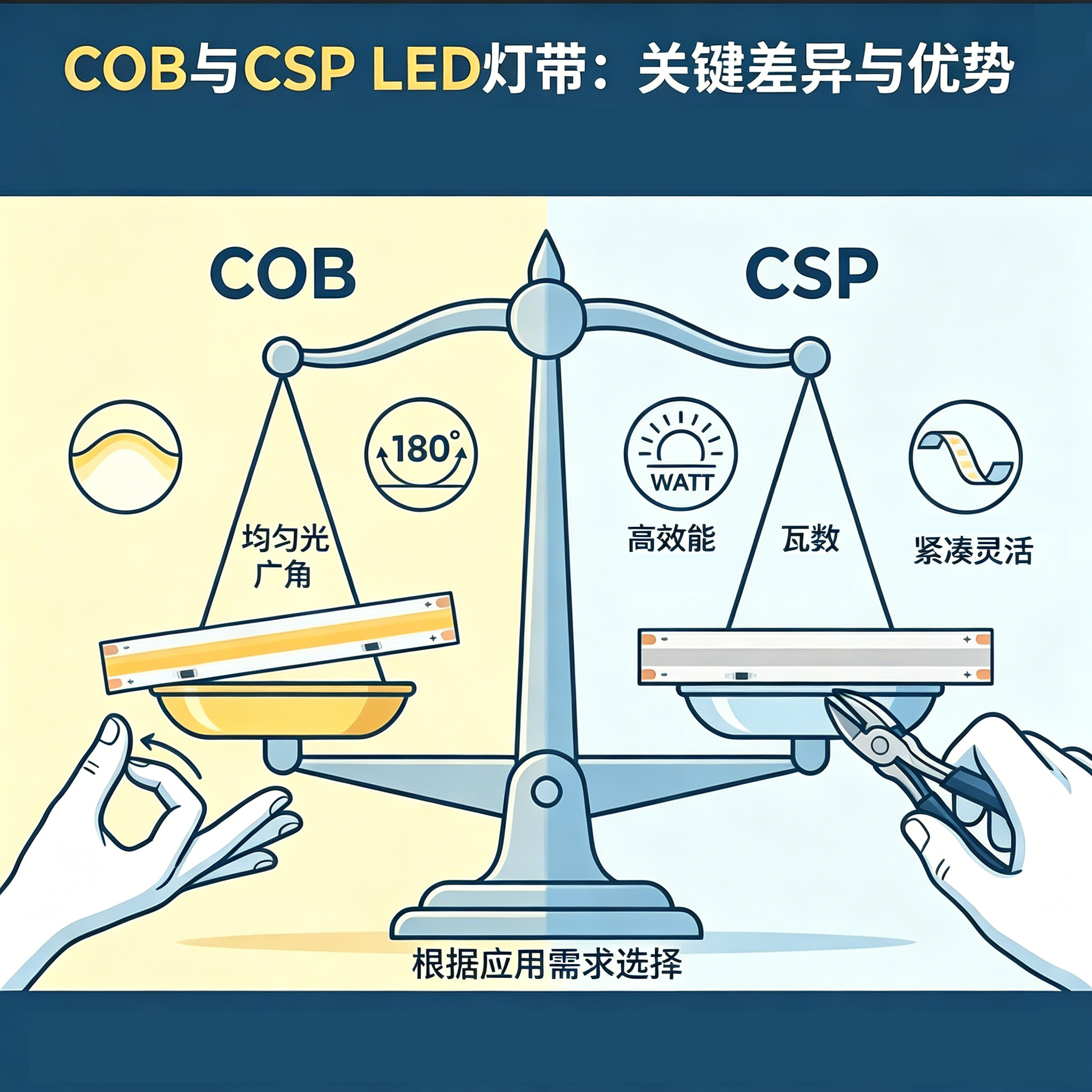 COB与CSP LED灯带：关键区别及应用优势