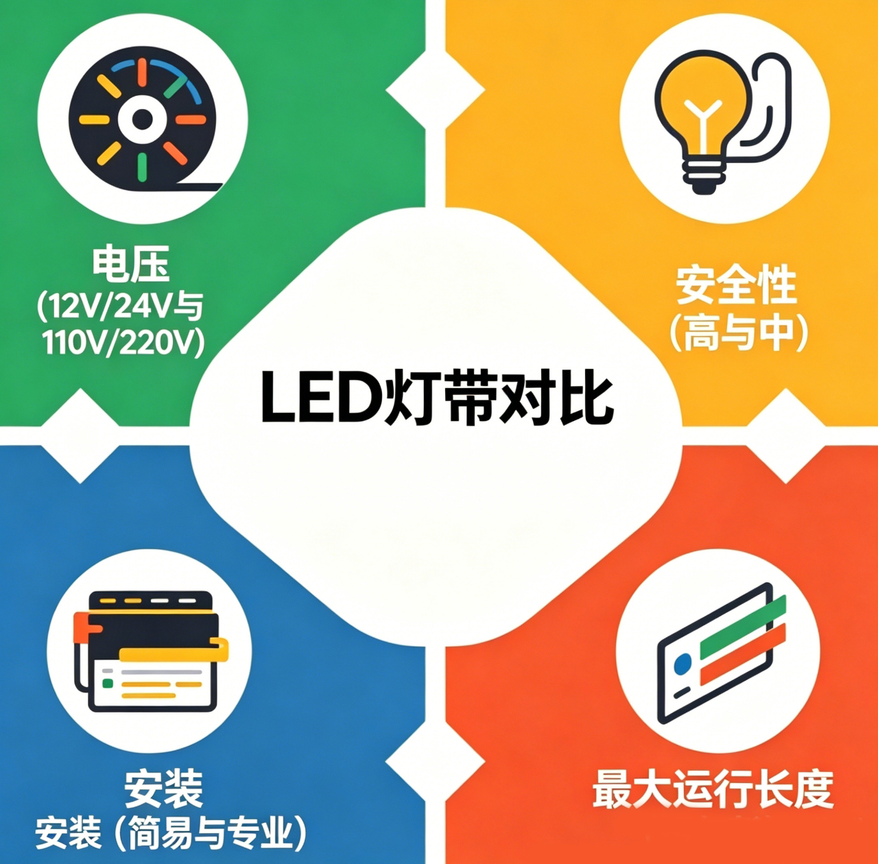 低压与高压LED灯带：B2B采购中的最大连接长度及安全注意事项