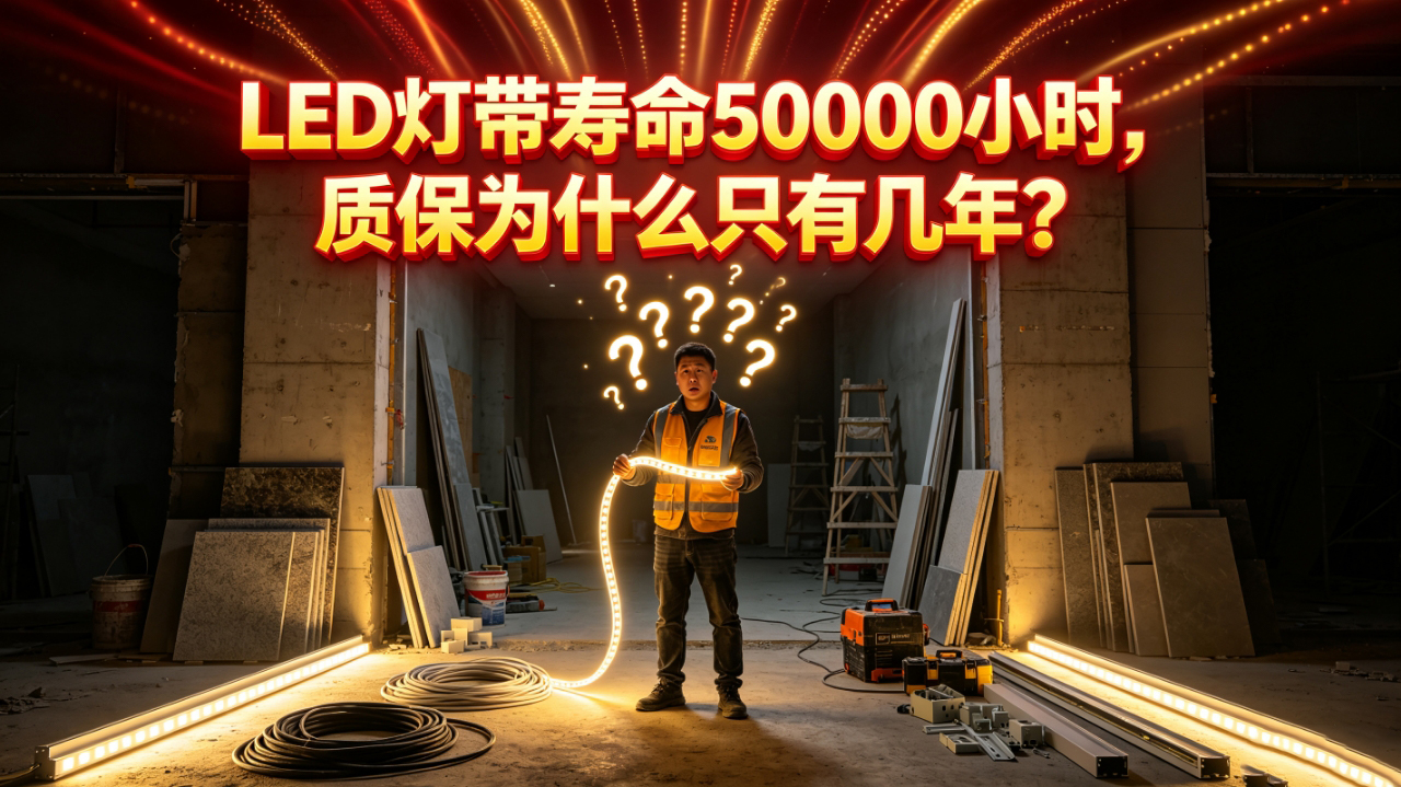 LED灯带写着50000小时，质保为什么只有几年？