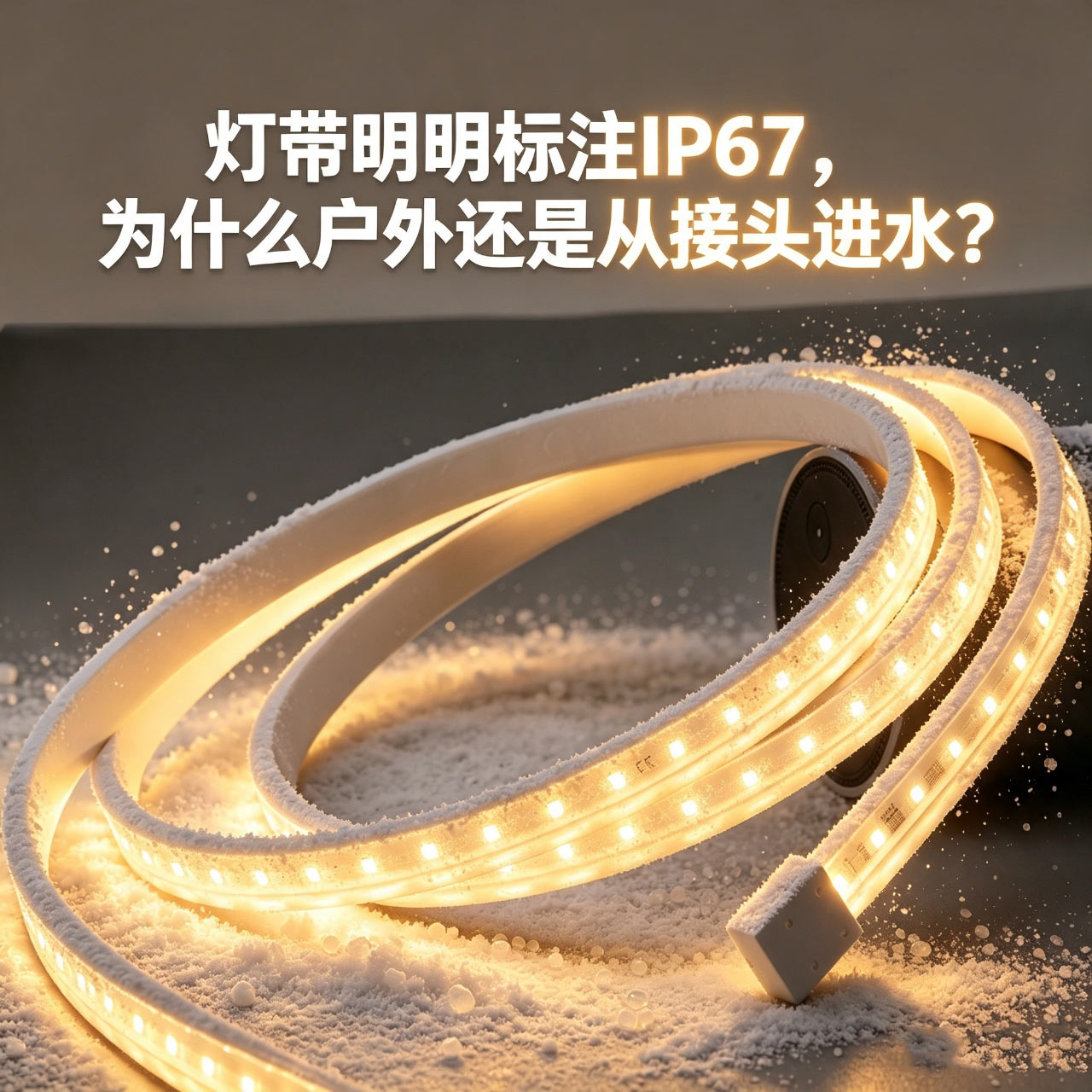 LED灯带明明标注IP67，为什么户外还是从接头进水？